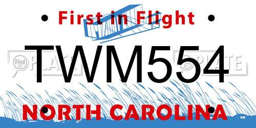 TWM554 North Carolina License Plate