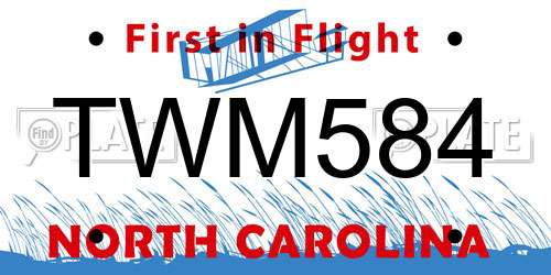 TWM584 North Carolina License Plate