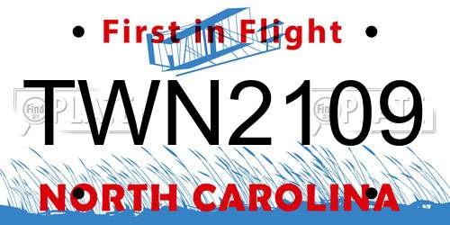 TWN2109 North Carolina License Plate