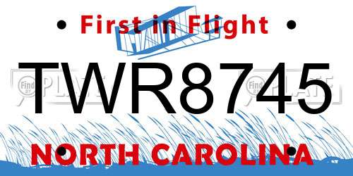 TWR8745 North Carolina License Plate