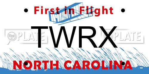 TWRX North Carolina License Plate