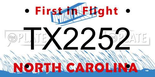 TX2252 North Carolina License Plate