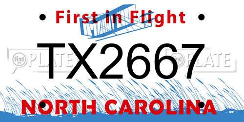 TX2667 North Carolina License Plate