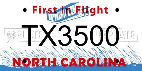 TX3500 North Carolina License Plate
