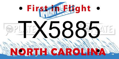 TX5885 North Carolina License Plate