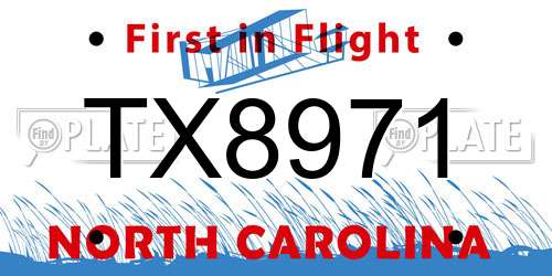 TX8971 North Carolina License Plate