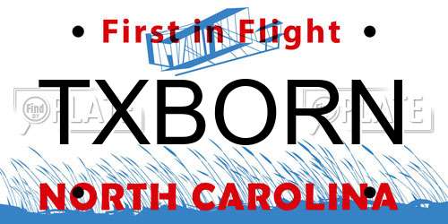 TXBORN North Carolina License Plate