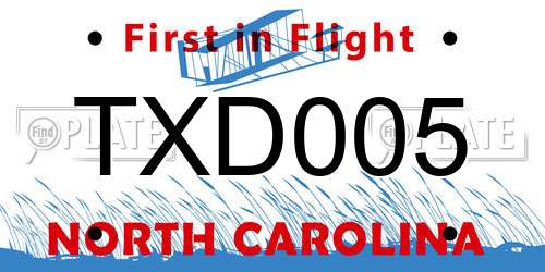 TXD005 North Carolina License Plate