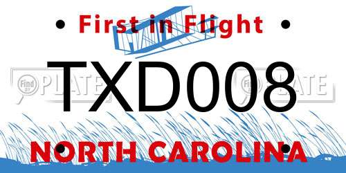 TXD008 North Carolina License Plate