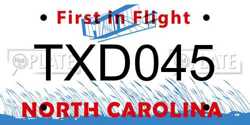 TXD045 North Carolina License Plate
