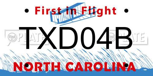 TXD04B North Carolina License Plate