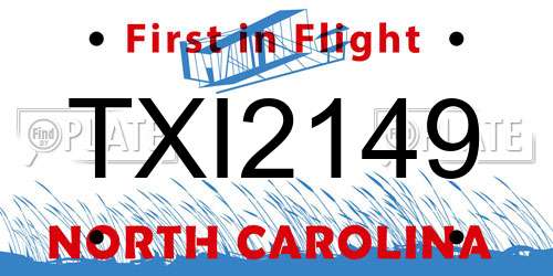 TXI2149 North Carolina License Plate