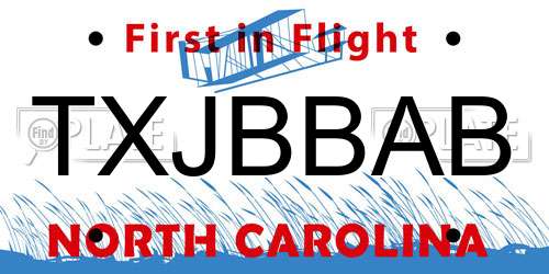 TXJBBAB North Carolina License Plate