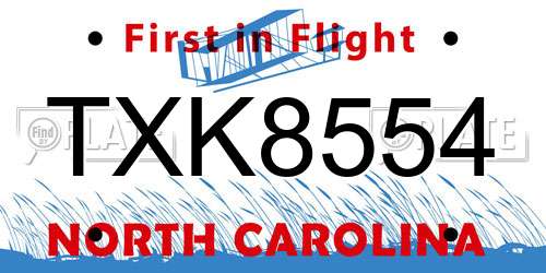 TXK8554 North Carolina License Plate