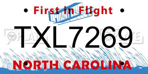 TXL7269 North Carolina License Plate