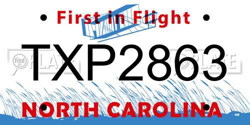 TXP2863 North Carolina License Plate