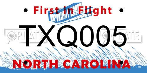 TXQ005 North Carolina License Plate