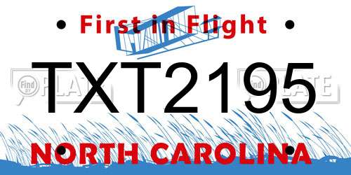 TXT2195 North Carolina License Plate