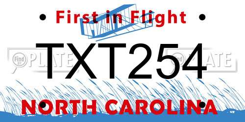 TXT254 North Carolina License Plate