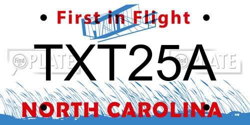 TXT25A North Carolina License Plate