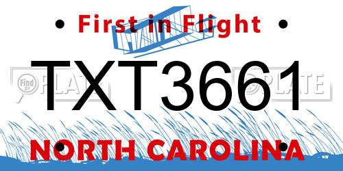TXT3661 North Carolina License Plate