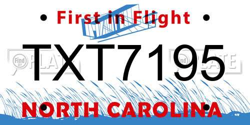TXT7195 North Carolina License Plate