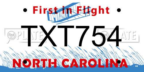 TXT754 North Carolina License Plate