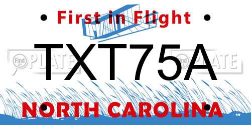 TXT75A North Carolina License Plate
