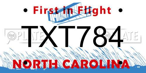 TXT784 North Carolina License Plate