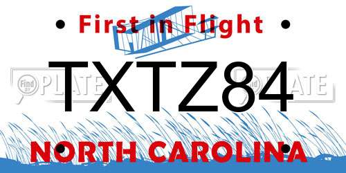 TXTZ84 North Carolina License Plate