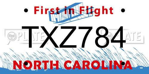 TXZ784 North Carolina License Plate