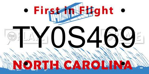 TY0S469 North Carolina License Plate