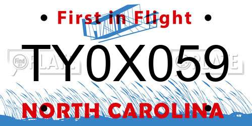 TY0X059 North Carolina License Plate