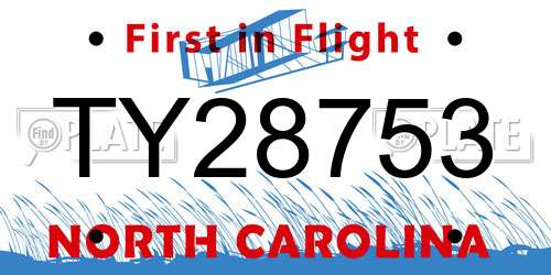 TY28753 North Carolina License Plate
