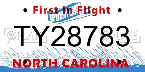 TY28783 North Carolina License Plate