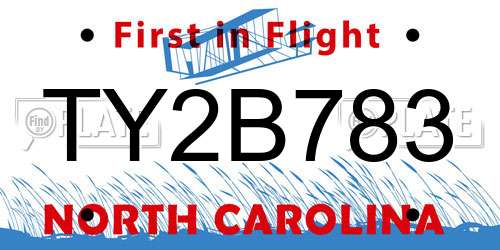 TY2B783 North Carolina License Plate