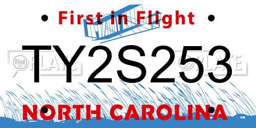 TY2S253 North Carolina License Plate