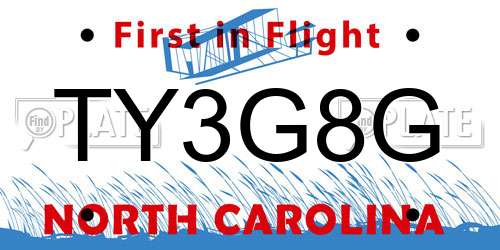 TY3G8G North Carolina License Plate