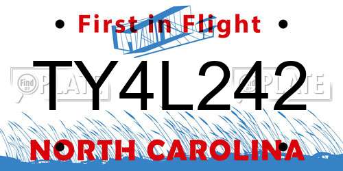 TY4L242 North Carolina License Plate