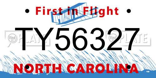 TY56327 North Carolina License Plate