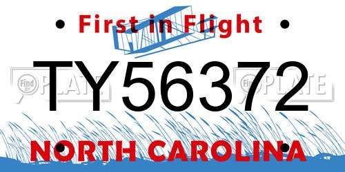 TY56372 North Carolina License Plate