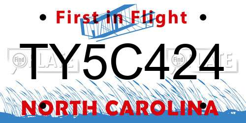 TY5C424 North Carolina License Plate