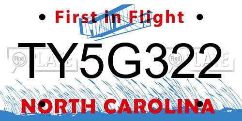 TY5G322 North Carolina License Plate