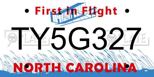 TY5G327 North Carolina License Plate
