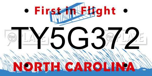 TY5G372 North Carolina License Plate