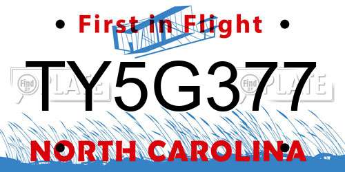 TY5G377 North Carolina License Plate