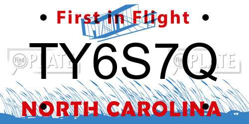 TY6S7Q North Carolina License Plate