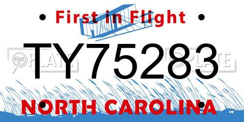 TY75283 North Carolina License Plate