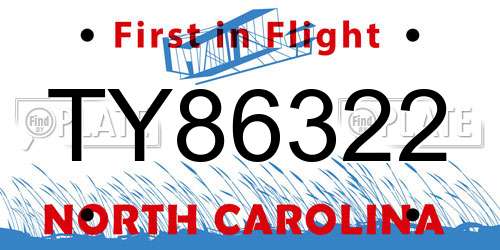 TY86322 North Carolina License Plate