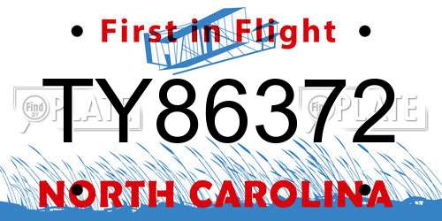 TY86372 North Carolina License Plate